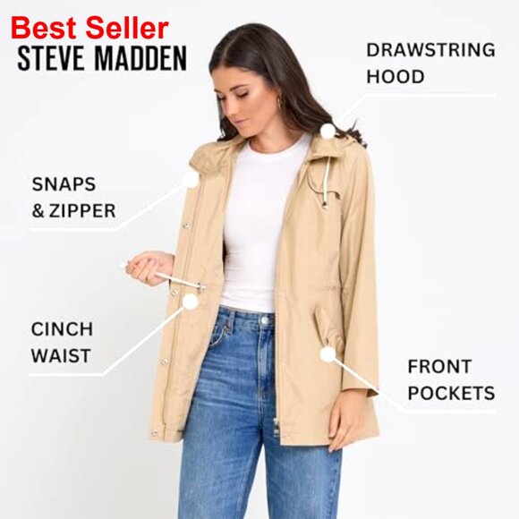 Waterproof Rain Jacket with Hood, Lightweight Anorak Windbreaker - Picture 5 of 7